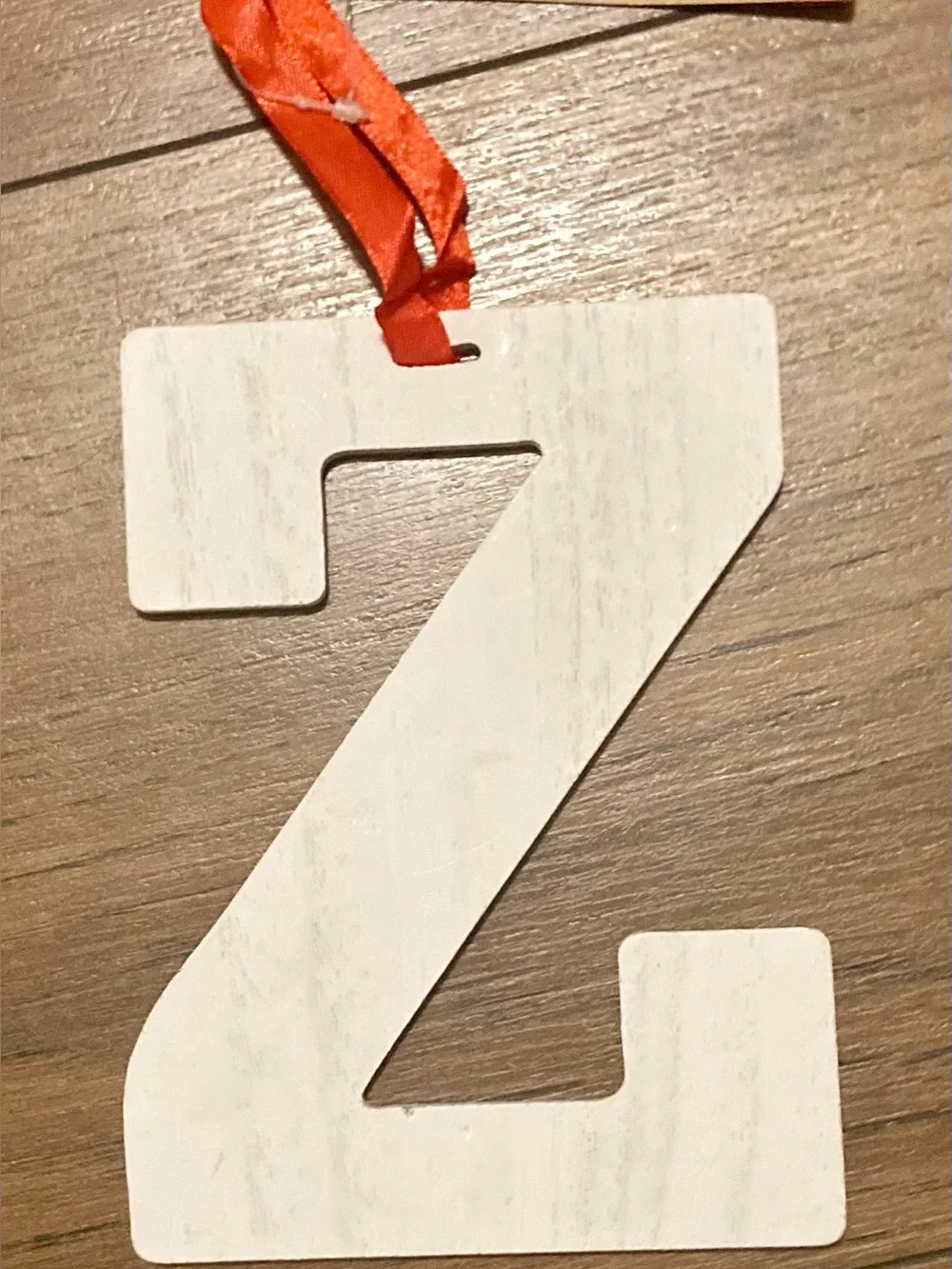 Target Bullseye Monogram Letter “Z” Christmas Ornament White Wood Initial 6
